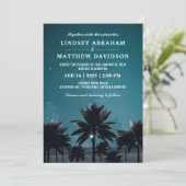 Invitation Tropical Beach Night Palm Tree Lights Mariage (Debout devant)