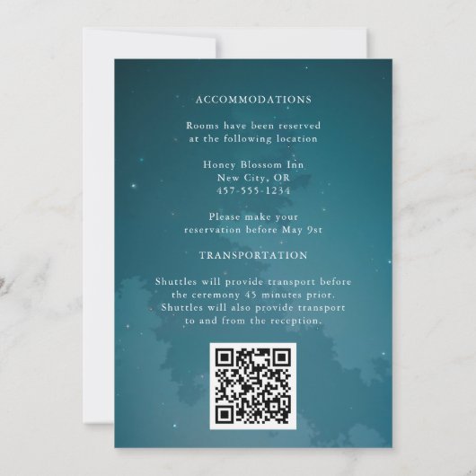 Invitation Tropical Beach Night Palm Tree Lights Mariage (Dos)