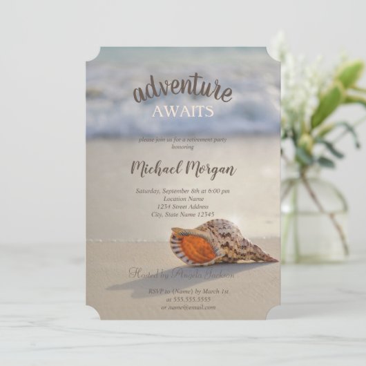 Invitation Tropical Beach Ocean Seashell Retraite (Debout devant)