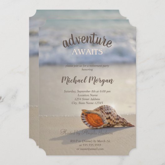 Invitation Tropical Beach Ocean Seashell Retraite (Devant / Derrière)