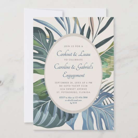Invitation Tropical Beach Palm Engagement (Devant)