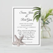 Invitation Tropical Beach Palm Starfish Moderne Mariage blanc (Debout devant)