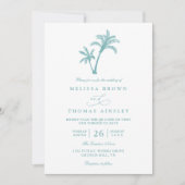 Invitation Tropical Beach Palm Tree Sea QR Code Wedding (Devant)