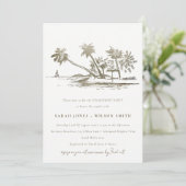 Invitation Tropical Beach Palm Tree Sketch Gold Engagement (Debout devant)
