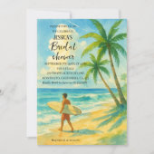 Invitation Tropical Beach Palm Tree Surfing Bridal Shower (Devant)