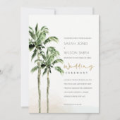 Invitation Tropical Beach Palm Trees Mariage QR Code RSVP (Devant)