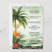 Invitation Tropical Beach Palm Trees Post Wedding Party (Devant)