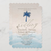 Invitation Tropical Beach Parties scintillant Palm Mariage (Devant / Derrière)
