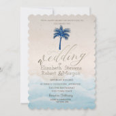 Invitation Tropical Beach Parties scintillant Palm Mariage (Devant)