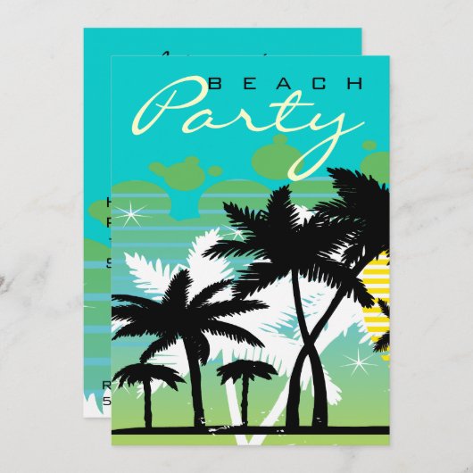 Invitation Tropical Beach Party (Devant / Derrière)