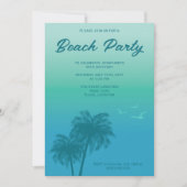 Invitation Tropical Beach Party Aqua Blue Palm Trees Annivers (Devant)