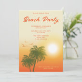Invitation Tropical Beach Party Sunset Palm Trees Anniversair (Debout devant)