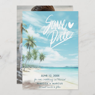Invitation Tropical Beach Photo Wedding Enregistrer la date