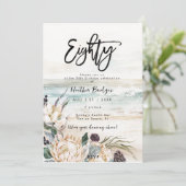 Invitation Tropical beach protéa 80e anniversaire invitati (Debout devant)