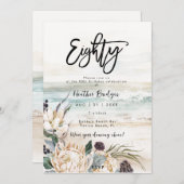 Invitation Tropical beach protéa 80e anniversaire invitati (Devant / Derrière)