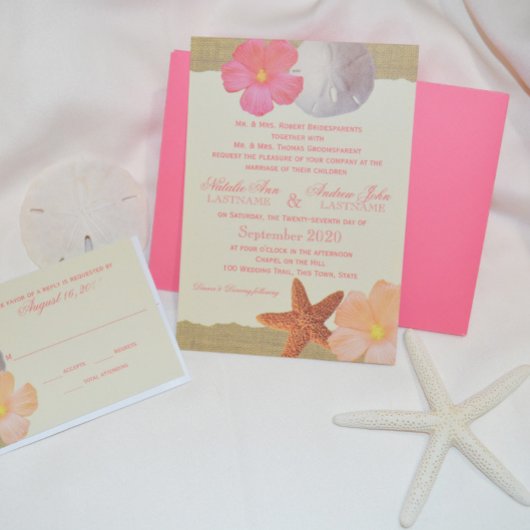 Invitation Tropical Beach Rustique Mariage