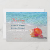 Invitation Tropical Beach Seashell Modern Photo Mariage (Devant)