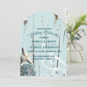 Invitation Tropical Beach Seashell Starfish Mariage côtier (Debout devant)