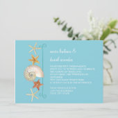 Invitation Tropical Beach Shells Starfish Nautilus Été (Debout devant)