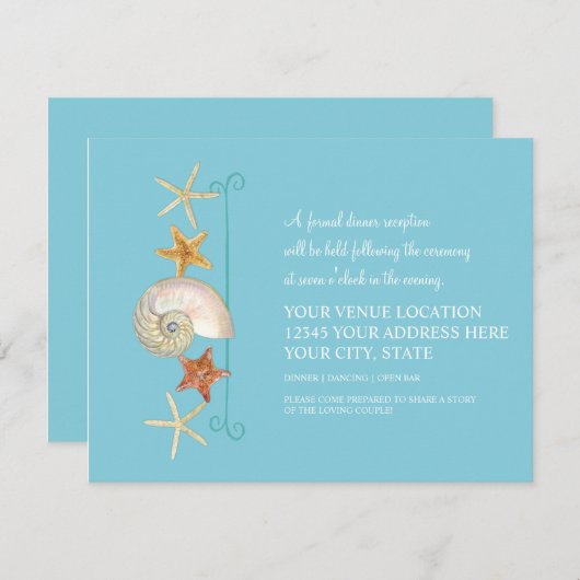 Invitation Tropical Beach Shells Starfish Nautilus Été (Devant / Derrière)