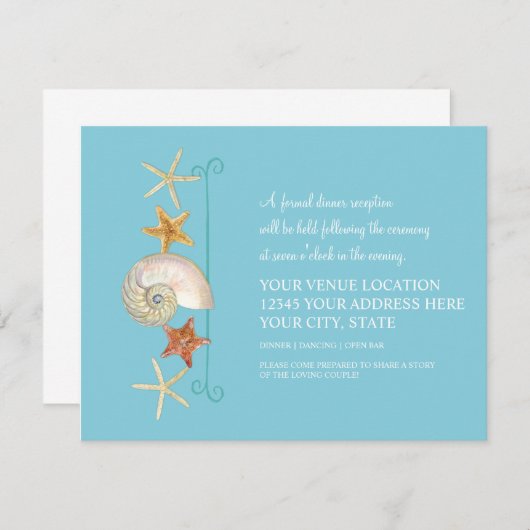 Invitation Tropical Beach Shells Starfish Nautilus Été (Devant / Derrière)