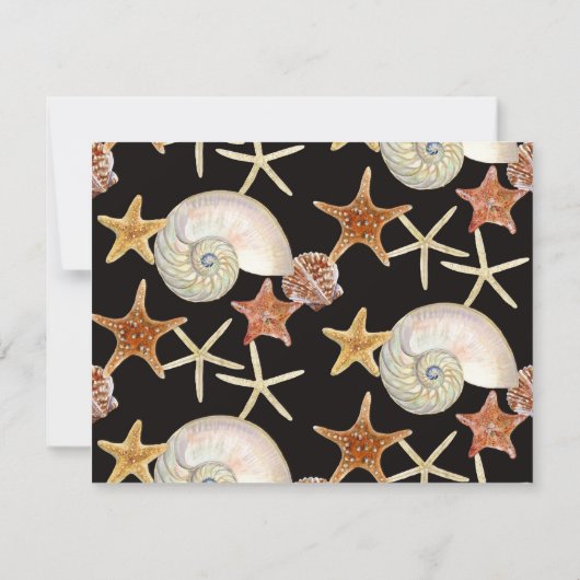 Invitation Tropical Beach Shells Starfish Nautilus Été (Dos)