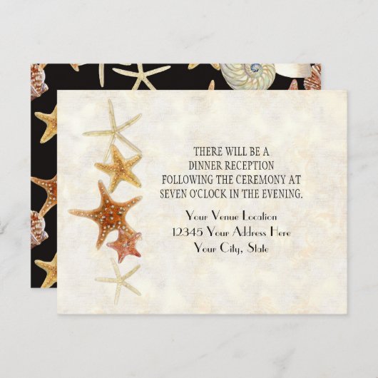 Invitation Tropical Beach Shells Starfish Nautilus Été (Devant / Derrière)