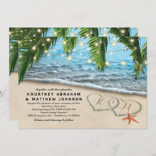 Invitation Tropical Beach Starfish Heart Shore Mariage
