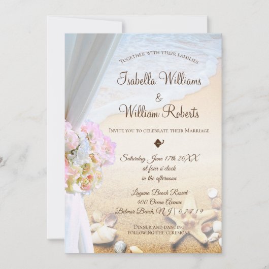 Invitation Tropical Beach Starfish Mariage (Devant)