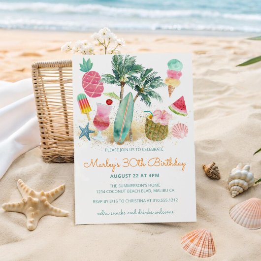 Invitation Tropical Beach Summer Fun Anniversaire