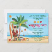 Invitation Tropical Beach Summer Père Noël Christmas Party (Devant)