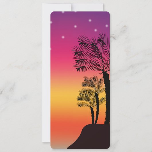 Invitation Tropical Beach Sunset Palm Tree DETAILS Mariage (Dos)