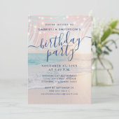 Invitation Tropical Beach Sunset Pastel Anniversaire (Debout devant)