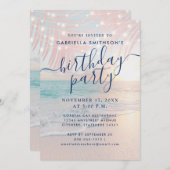 Invitation Tropical Beach Sunset Pastel Anniversaire (Devant / Derrière)