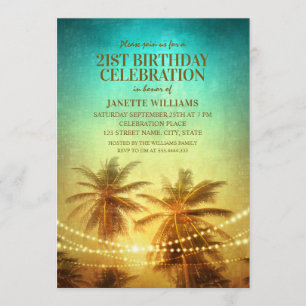 Invitation Tropical Beach Theme 21e anniversaire fête Hawaiia