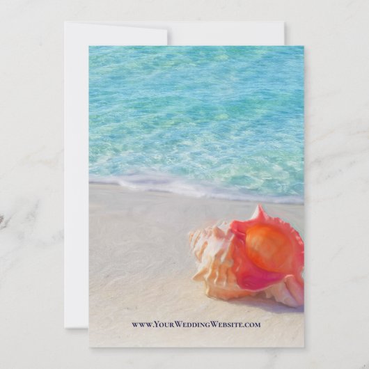 Invitation Tropical Beach Turquoise & Coral Conch Shell Maria (Dos)