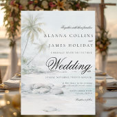 Invitation Tropical Beach Watercolor Palm Tree Wedding