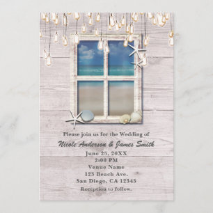 Invitation Tropical Beach Window Élégant Mariage côtier