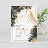 Invitation Tropical Black and Gold Soixante-dixième anniversa (Debout devant)