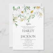 Invitation Tropical blanc menthe marguerite mariage (Devant)