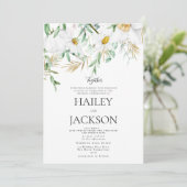 Invitation Tropical blanc menthe marguerite mariage (Debout devant)