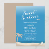 Invitation Tropical Blue Sky Beach thème Sweet 16 (Devant / Derrière)