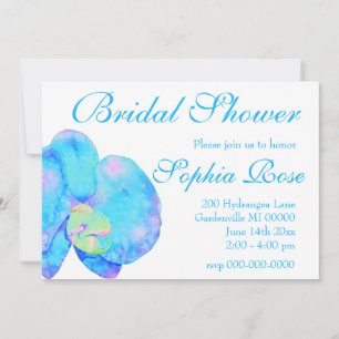 Invitation Tropical Blue Turquoise aquarelle orchidée peintur