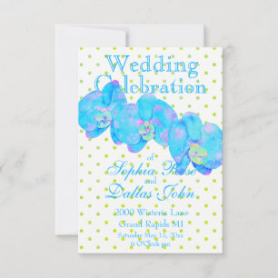 Invitation Tropical Blue Turquoise aquarelle orchidée peintur