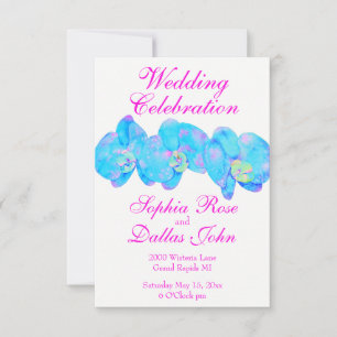 Invitation Tropical Blue Turquoise aquarelle orchidée peintur