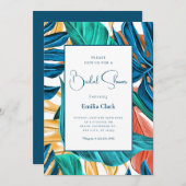 Invitation Tropical Blue yelllow leaves  (Devant / Derrière)