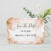 Invitation Tropical Blush Pink & Pampas Enregistrer La Date (Debout devant)
