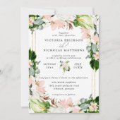 Invitation Tropical Blush Rose Blanc Floral Mariage (Devant)