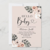 Invitation Tropical Boho Floral Hello Baby Baby shower (Devant)