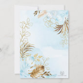Invitation Tropical Boho Safari bébé garçon Blue Gold Douche (Dos)